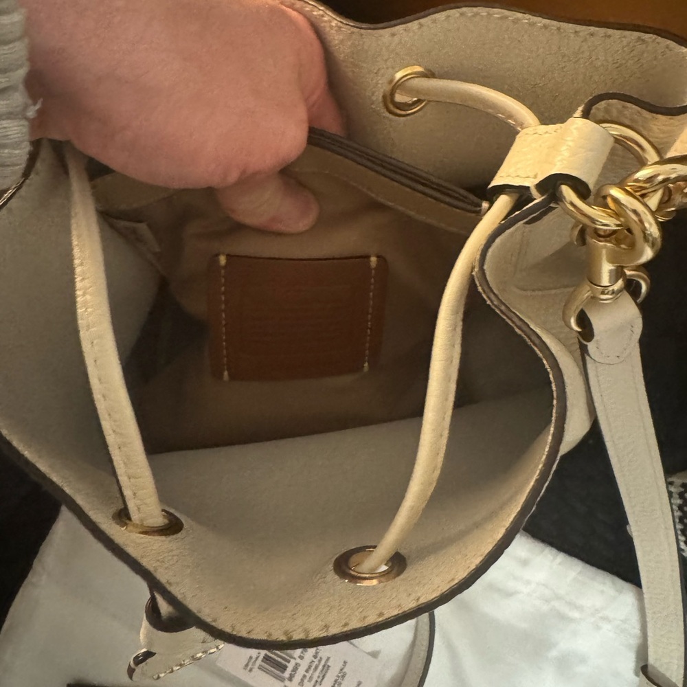 Coach Cream Pebbled Leather Drawstring Crossbody Bag - Picture 9 of 13